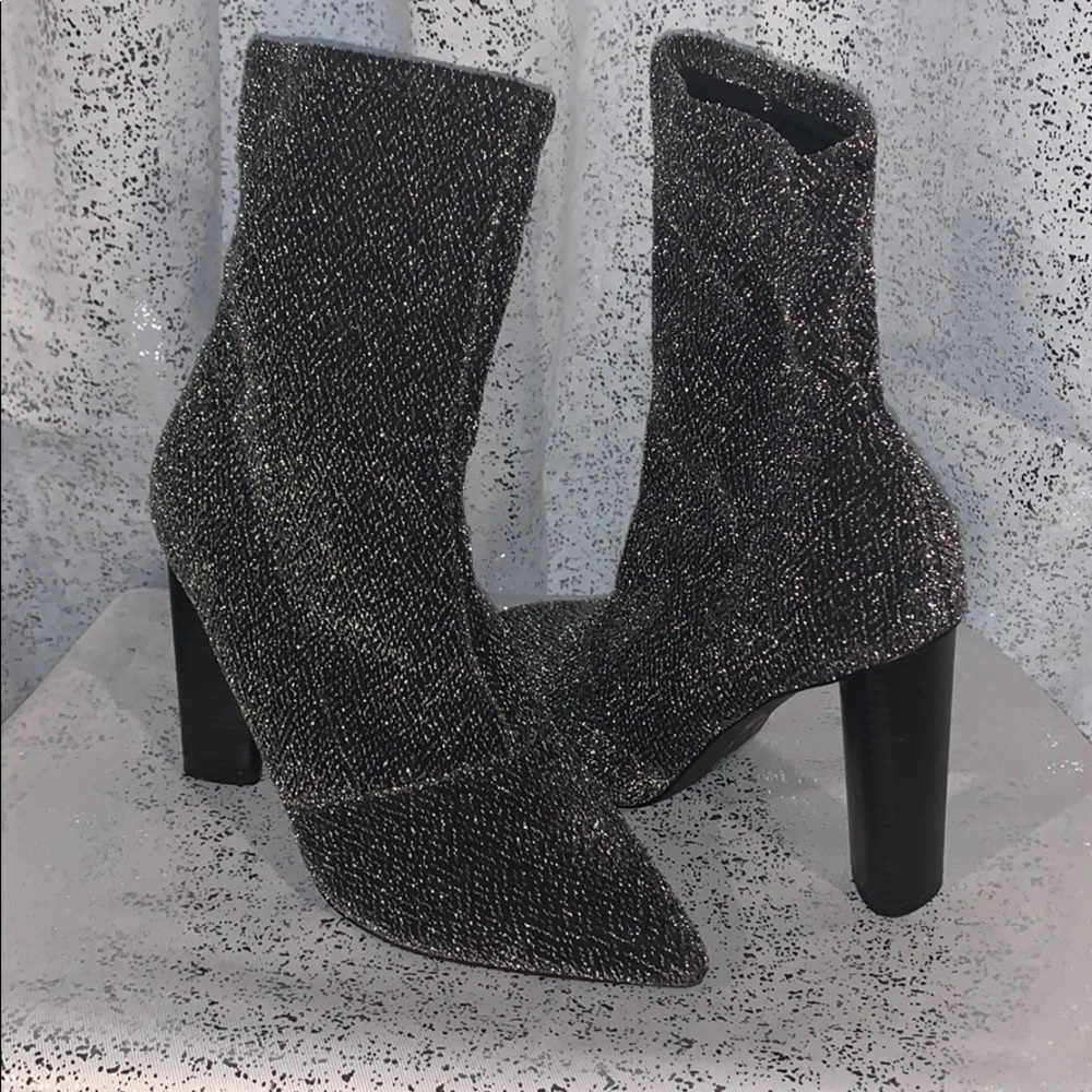Silver Glitter Sock Booties